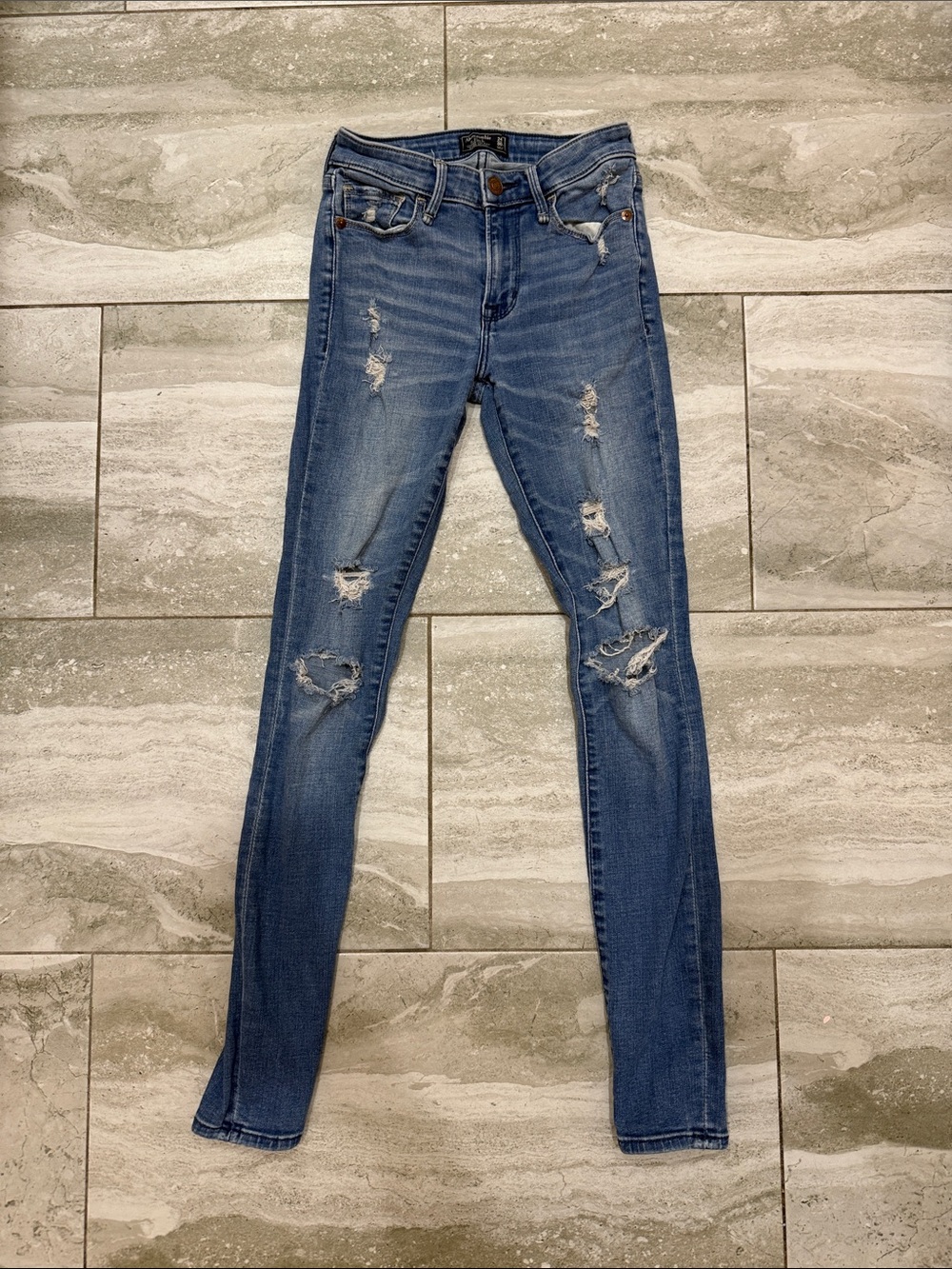 Abercrombie & Fitch Distressed Blue Skinny Jeans